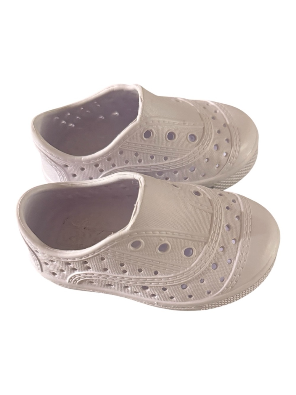 Little Me Baby Girl/Boy/Unisex White Slip-On Perforated Croc Style Shoes Size 3